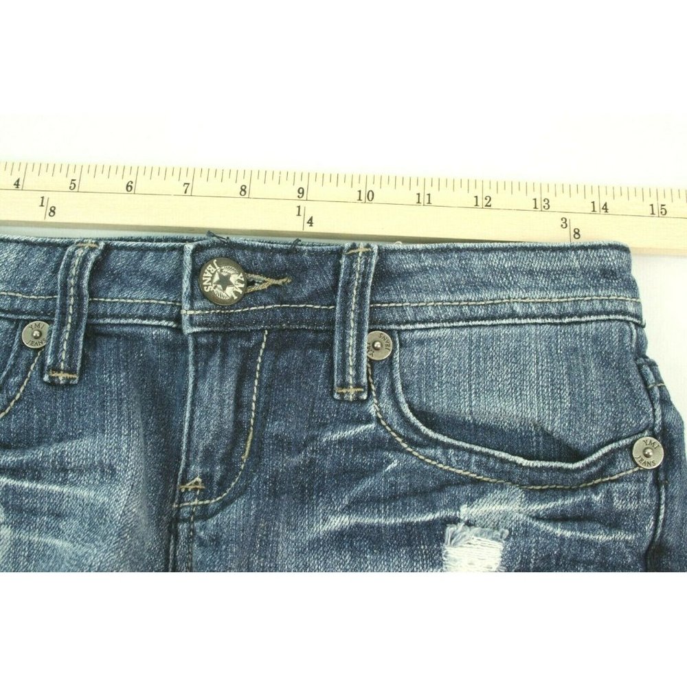 YMI Womens Sz 0 Shorts Medium Wash Cutoff Distressed Frayed Booty Destroyed - Picture 5 of 9